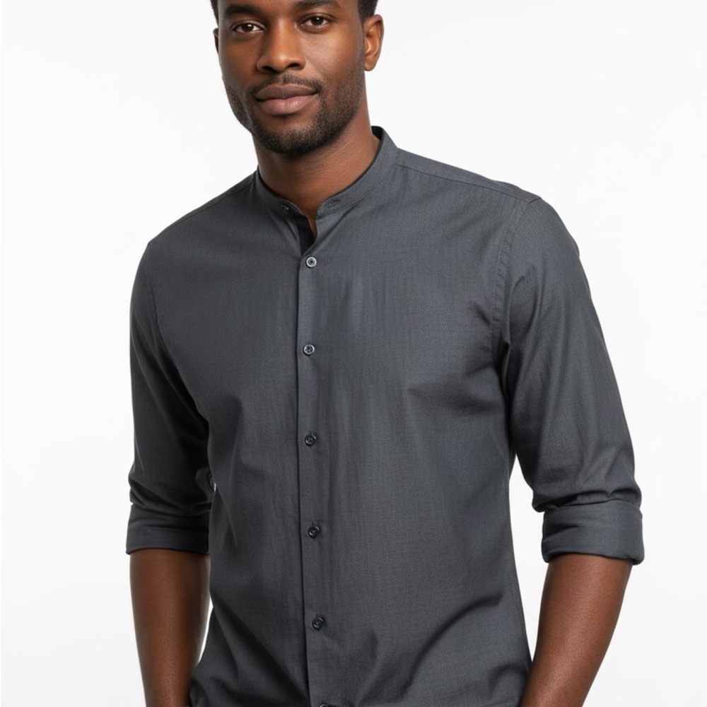 Simons Dark Gray Casual Button Down Shirt